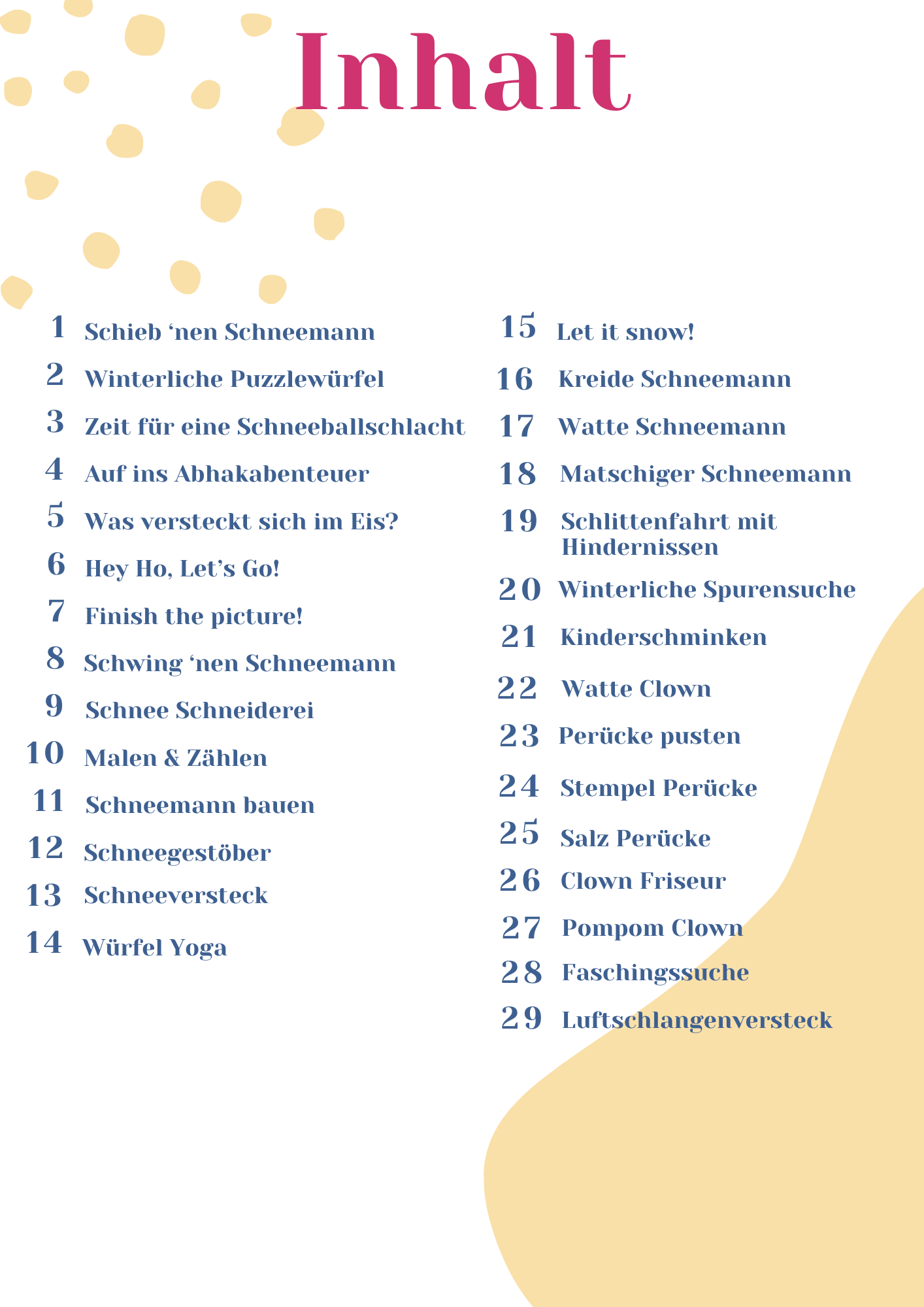 Winterfreuden: Dein Vorlagen E-Book mit 29 winterlichen Spielideen