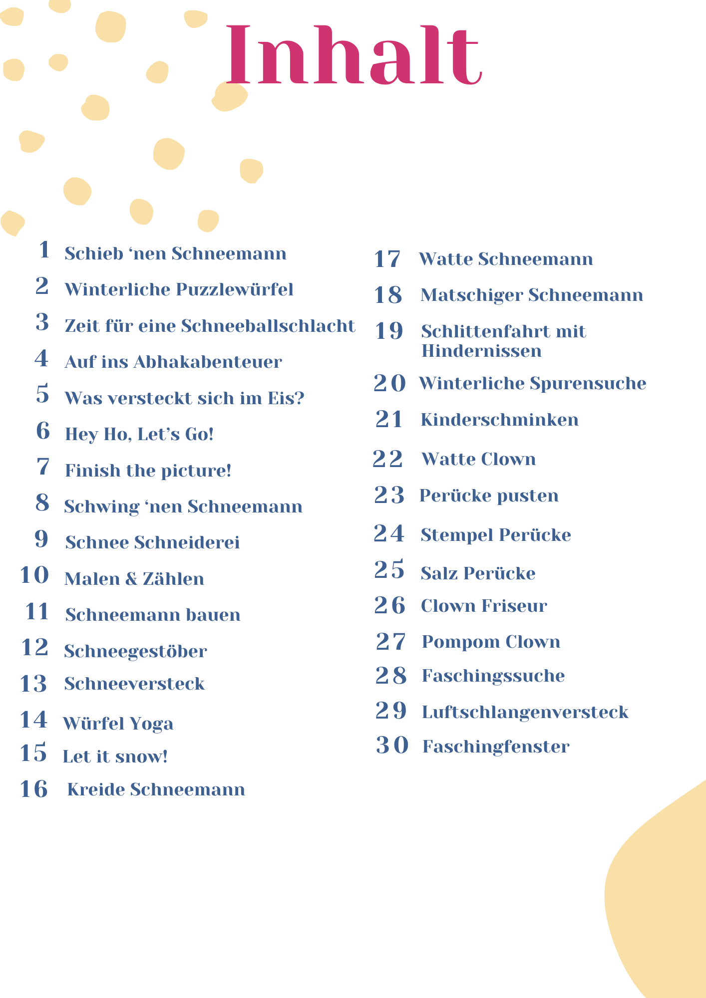 Winterfreuden: Dein Vorlagen E-Book mit 30 winterlichen Spielideen